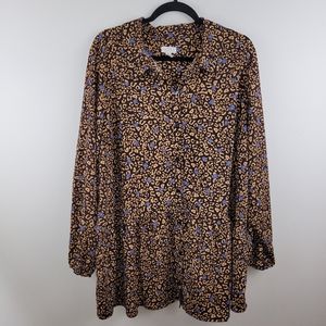LOGO by Lori Goldstein Leopard Button Front Top